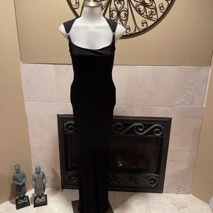 Vintage Y2K Michel Stephen Paris Blk Sleeveless Full Length Formal Dress SZ S